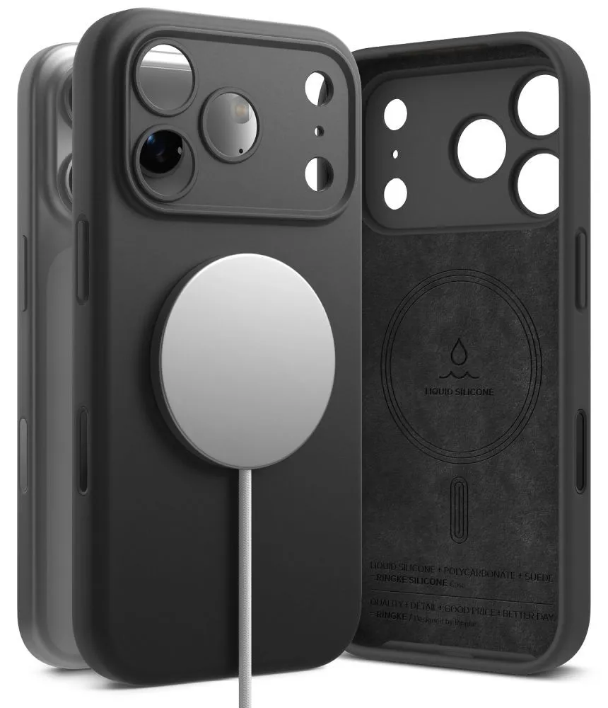 Apple iPhone 17 Pro Max skal svart RINGKE SILICONE MAGNETIC MAGSAFE