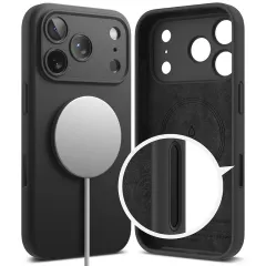 Apple iPhone 17 Pro Max suojakuori musta RINGKE SILICONE MAGNETIC MAGSAFE