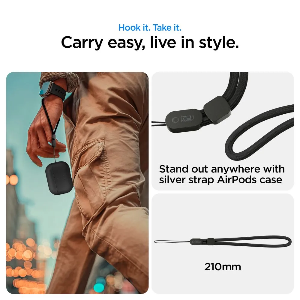 Apple AirPods Pro 3 Aizsargvāciņi un maciņi melns TECH-PROTECT NATURALFIT