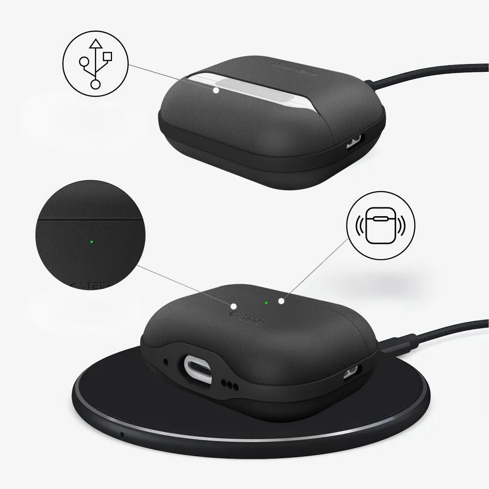 Apple AirPods Pro 3 Aizsargvāciņi un maciņi melns TECH-PROTECT NATURALFIT