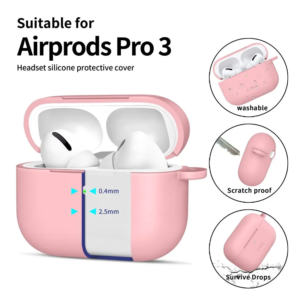 Apple AirPods Pro 3 suojakuori, suojakotelo pinkki TECH-PROTECT SILICONE HOOK