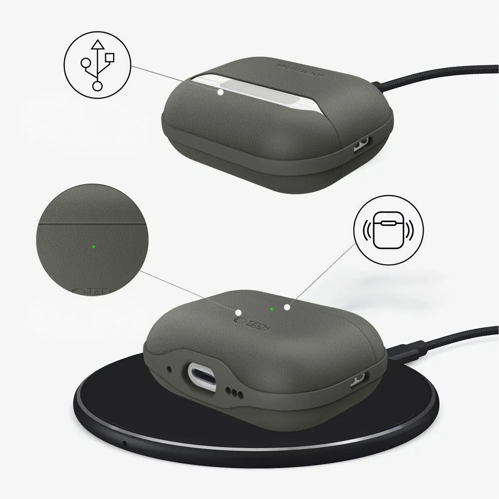 Apple AirPods Pro 3 Aizsargvāciņi un maciņi zaļš TECH-PROTECT NATURALFIT