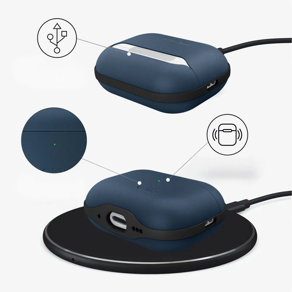 Apple AirPods Pro 3 Aizsargvāciņi un maciņi zils TECH-PROTECT NATURALFIT