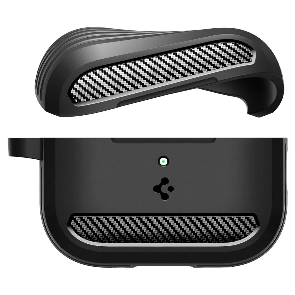 Apple AirPods Pro 3 suojakuori, suojakotelo musta SPIGEN RUGGED ARMOR