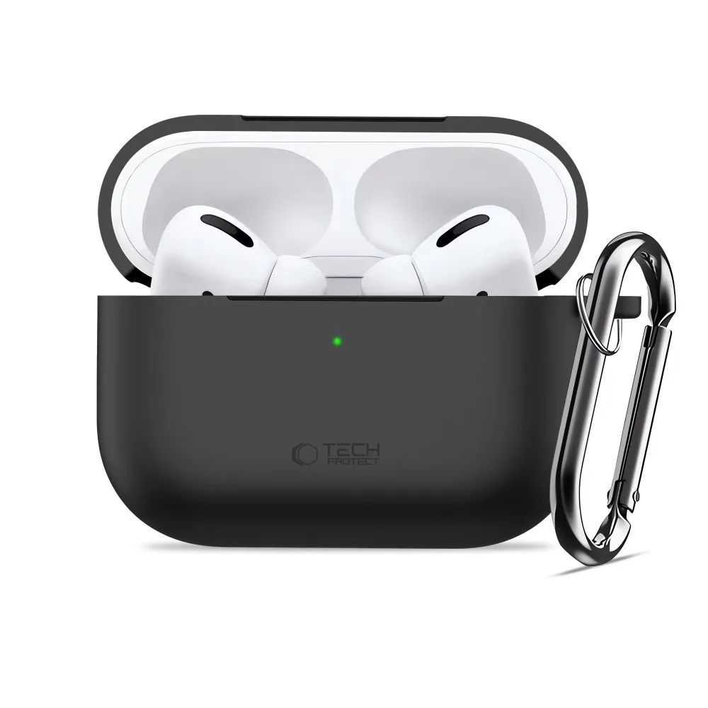 Apple AirPods Pro 3 suojakuori, suojakotelo musta TECH-PROTECT SILICONE HOOK