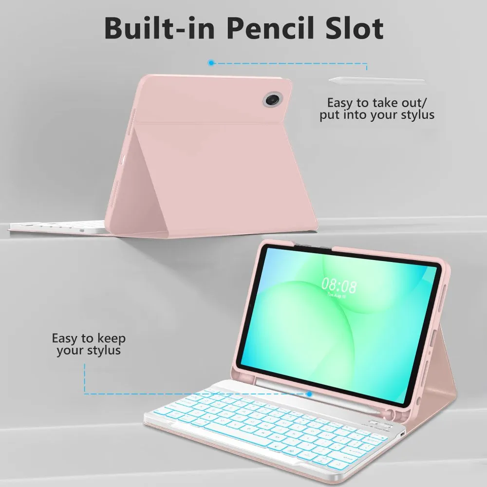 Samsung Galaxy Tab A11 Plus 11.0 Planšetes maciņš rozā TECH-PROTECT SC PEN + KEYBOARD