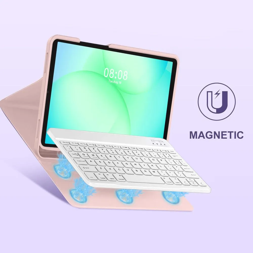 Samsung Galaxy Tab A11 Plus 11.0 Planšetes maciņš rozā TECH-PROTECT SC PEN + KEYBOARD