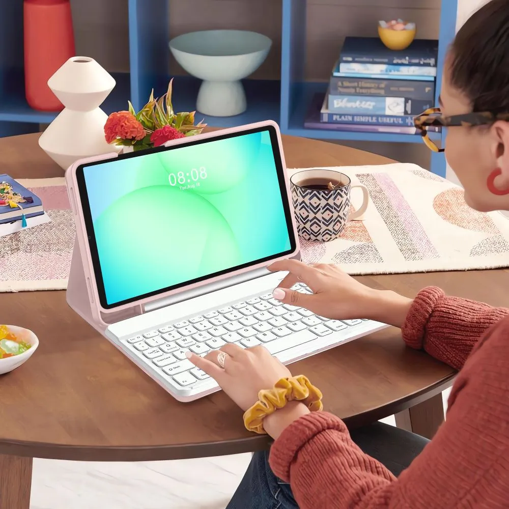 Samsung Galaxy Tab A11 Plus 11.0 Planšetes maciņš rozā TECH-PROTECT SC PEN + KEYBOARD