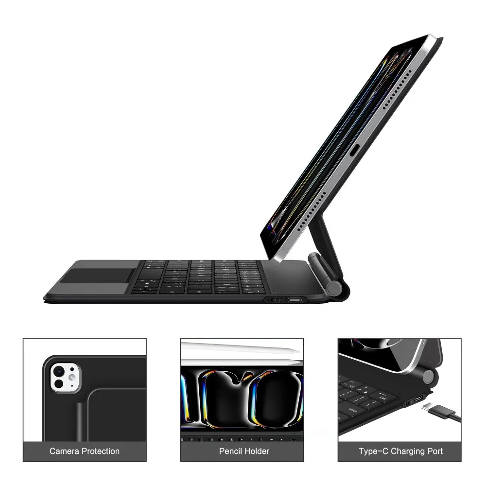 Apple iPad Pro 11 (2025) Planšetes maciņš melns TECH-PROTECT SMARTCASE MAGNETIC + KEYBOARD