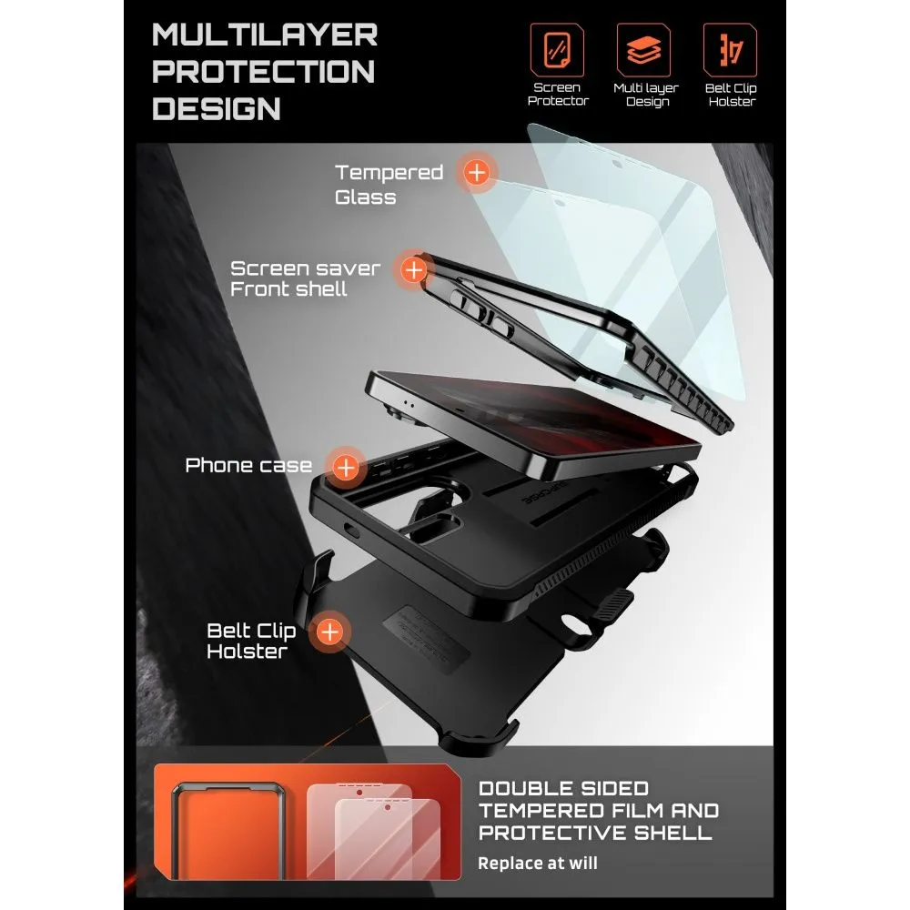 Samsung Galaxy S26 Ultra Telefona vāciņš melns SUPCASE UNICORN BEETLE PRO & TEMPERED GLASS 2-PACK
