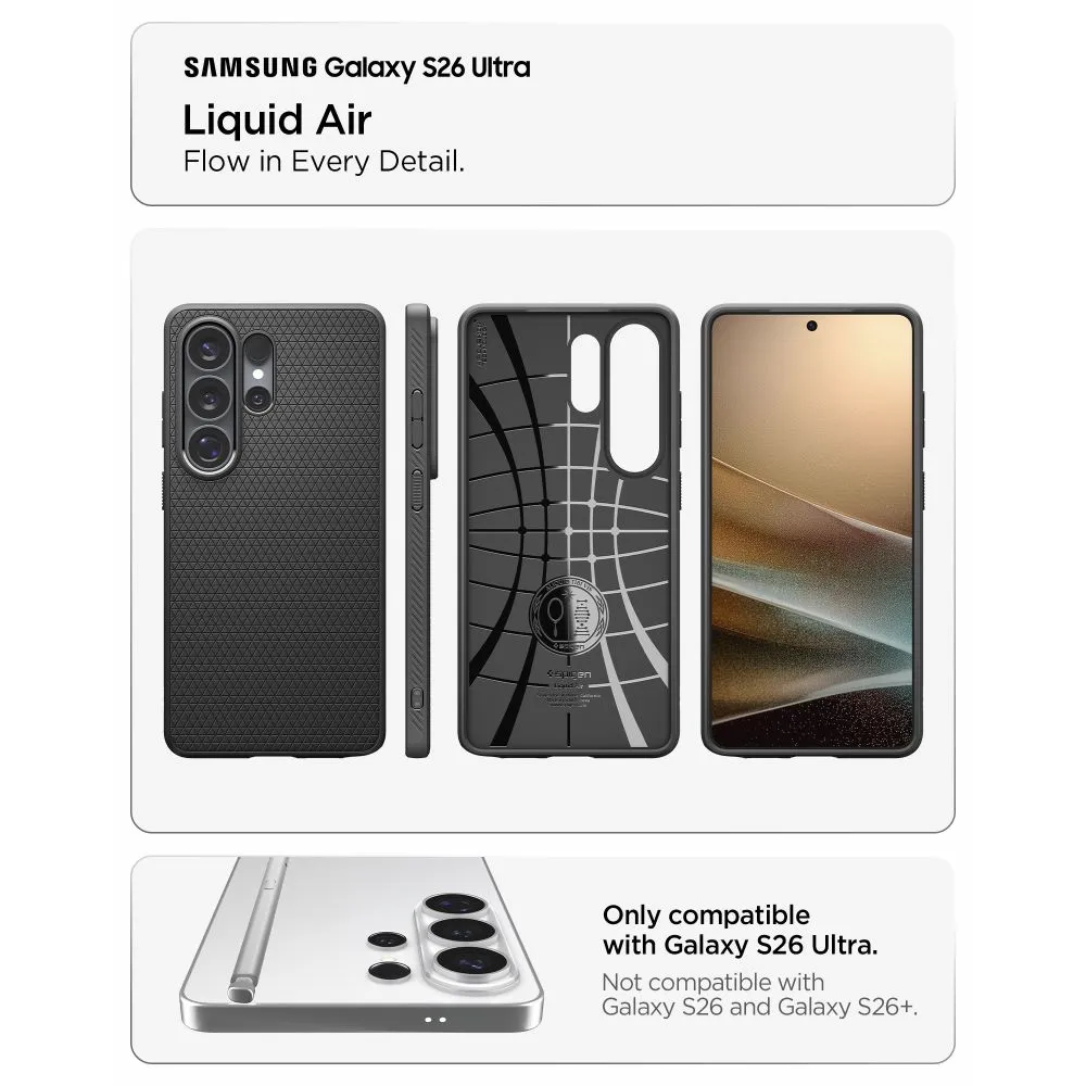 Samsung Galaxy S26 Ultra Telefona vāciņš melns SPIGEN LIQUID AIR