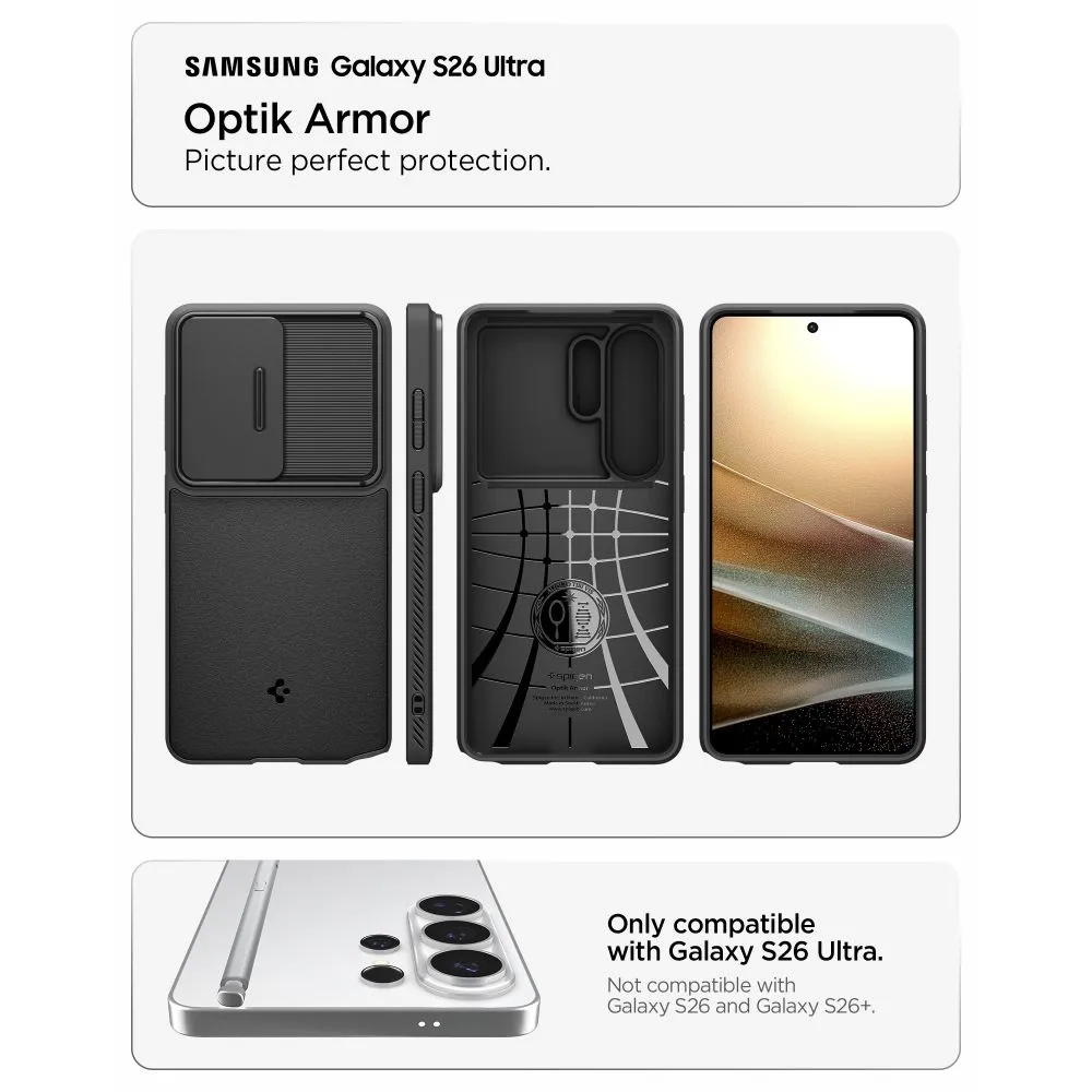Samsung Galaxy S26 Ultra Telefona vāciņš melns SPIGEN OPTIK ARMOR