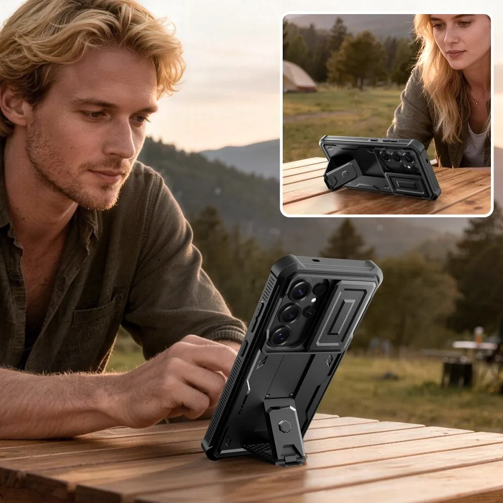 Samsung Galaxy S26 Ultra Telefona vāciņš melns TECH-PROTECT KEVLAR CAM+ 2-SET