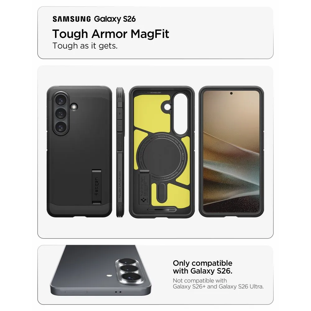 Samsung Galaxy S26 Telefona vāciņš melns SPIGEN TOUGH ARMOR MAG MAGSAFE