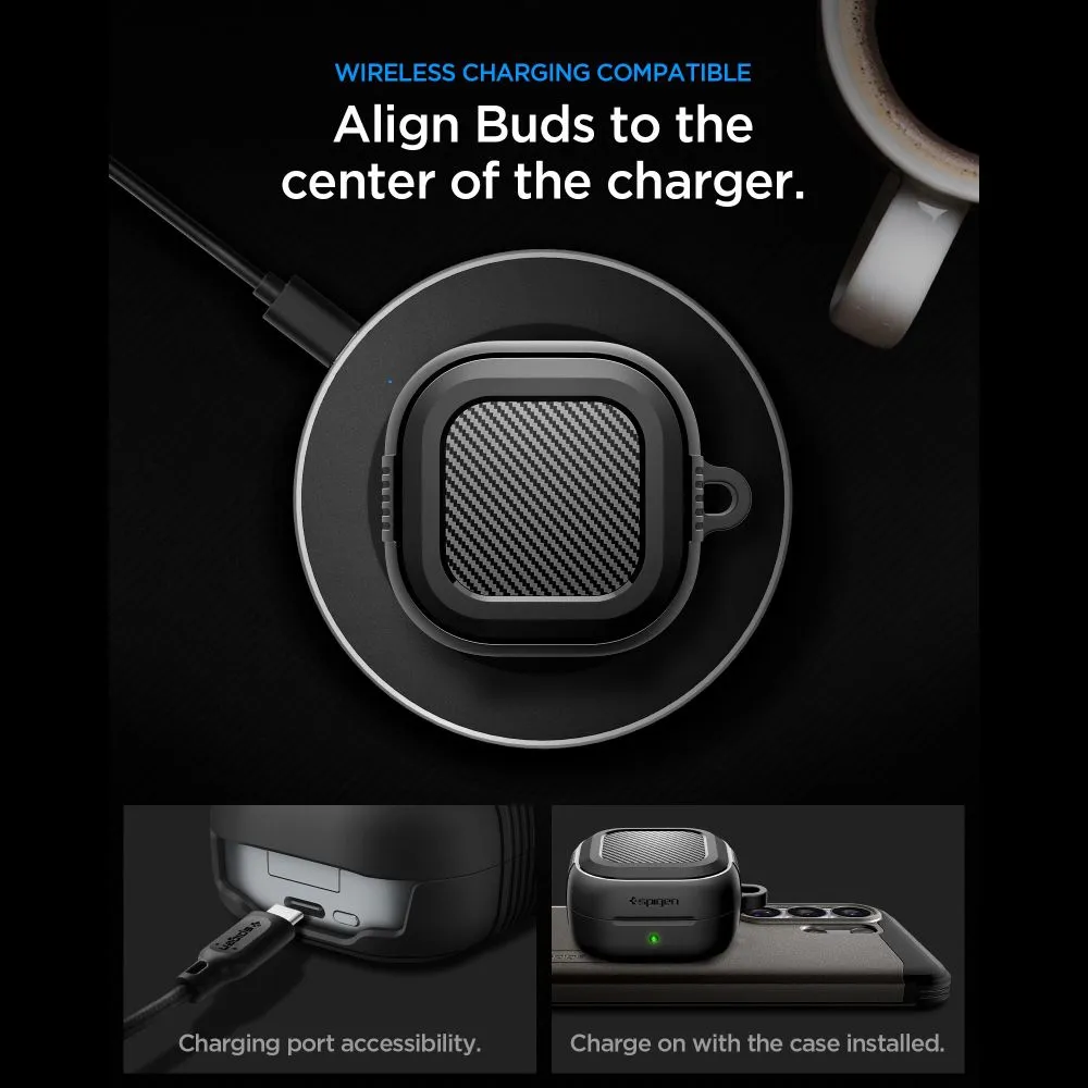 Samsung Galaxy Buds 4 / Pro Aizsargvāciņi un maciņi melns SPIGEN RUGGED ARMOR