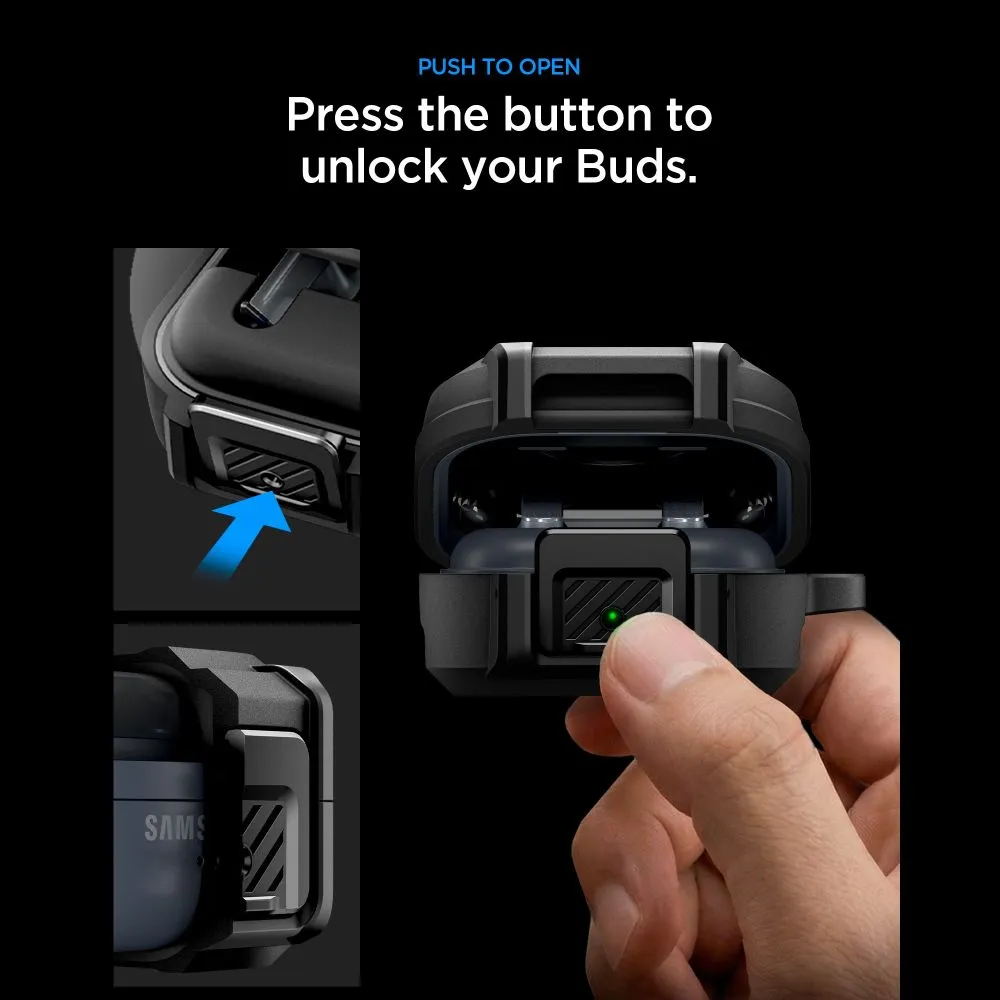Samsung Galaxy Buds 4 / Pro Aizsargvāciņi un maciņi melns SPIGEN LOCK FIT