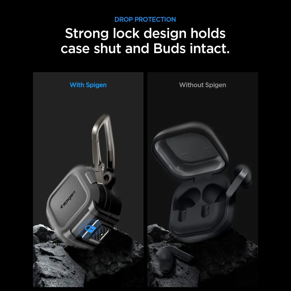 Samsung Galaxy Buds 4 / Pro Aizsargvāciņi un maciņi melns SPIGEN LOCK FIT