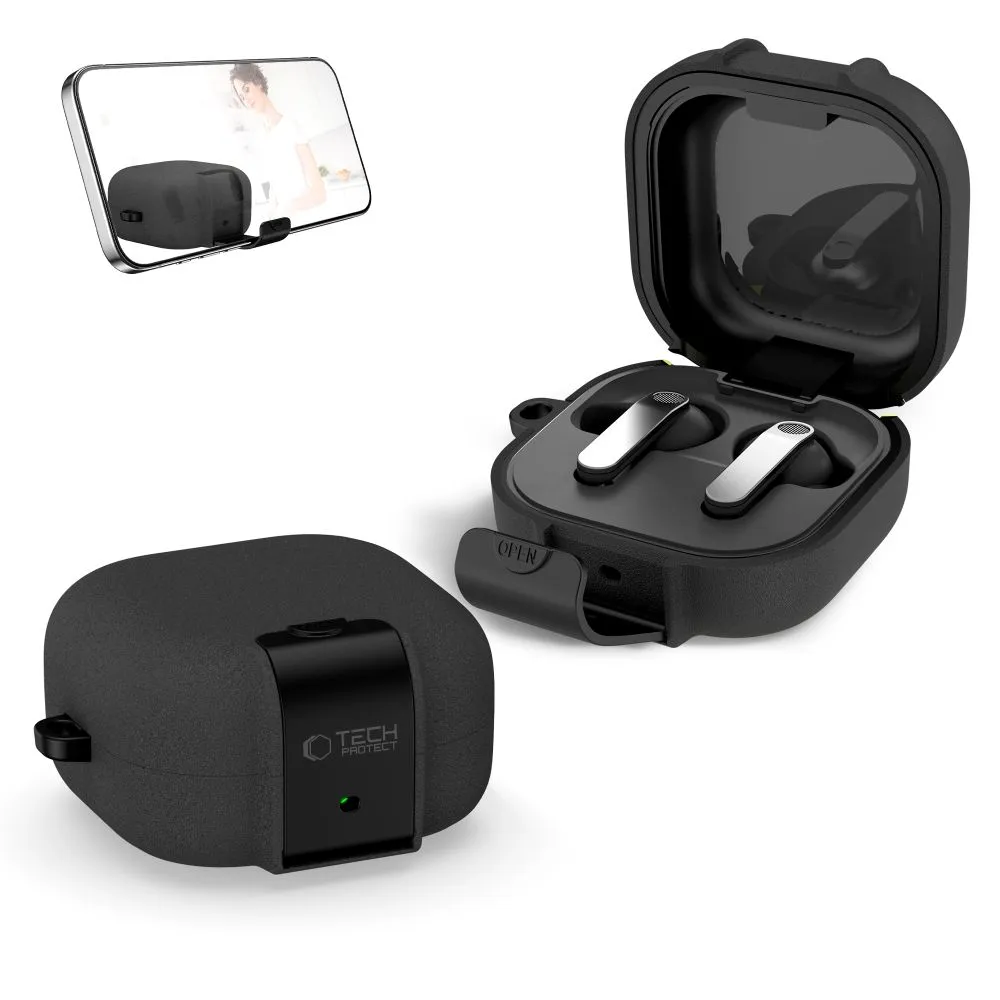 Samsung Galaxy Buds 4 / Pro Aizsargvāciņi un maciņi melns TECH-PROTECT SLIM HOOK