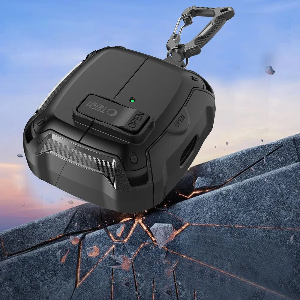Samsung Galaxy Buds 3 / Pro Aizsargvāciņi un maciņi melns TECH-PROTECT CARBONOX MAGSAFE FE