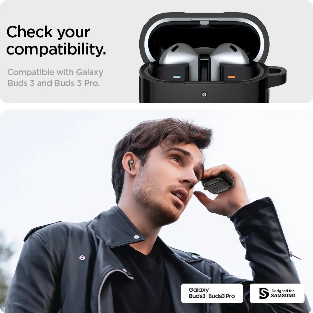 Samsung Galaxy Buds 3 / Pro Suojaavat kotelot ja kuoret musta SPIGEN RUGGED ARMOR PRO