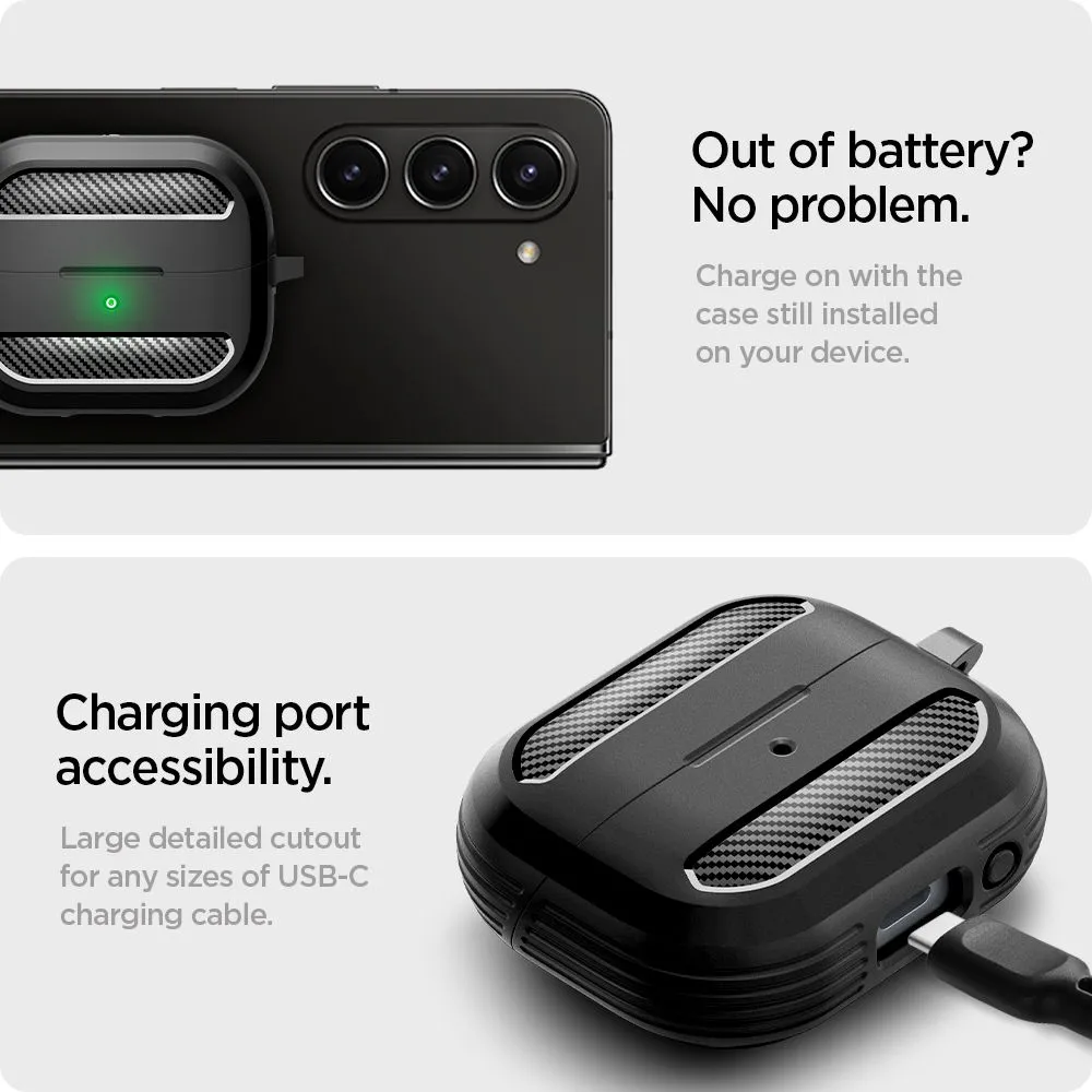 Samsung Galaxy Buds 3 / Pro Suojaavat kotelot ja kuoret musta SPIGEN RUGGED ARMOR PRO
