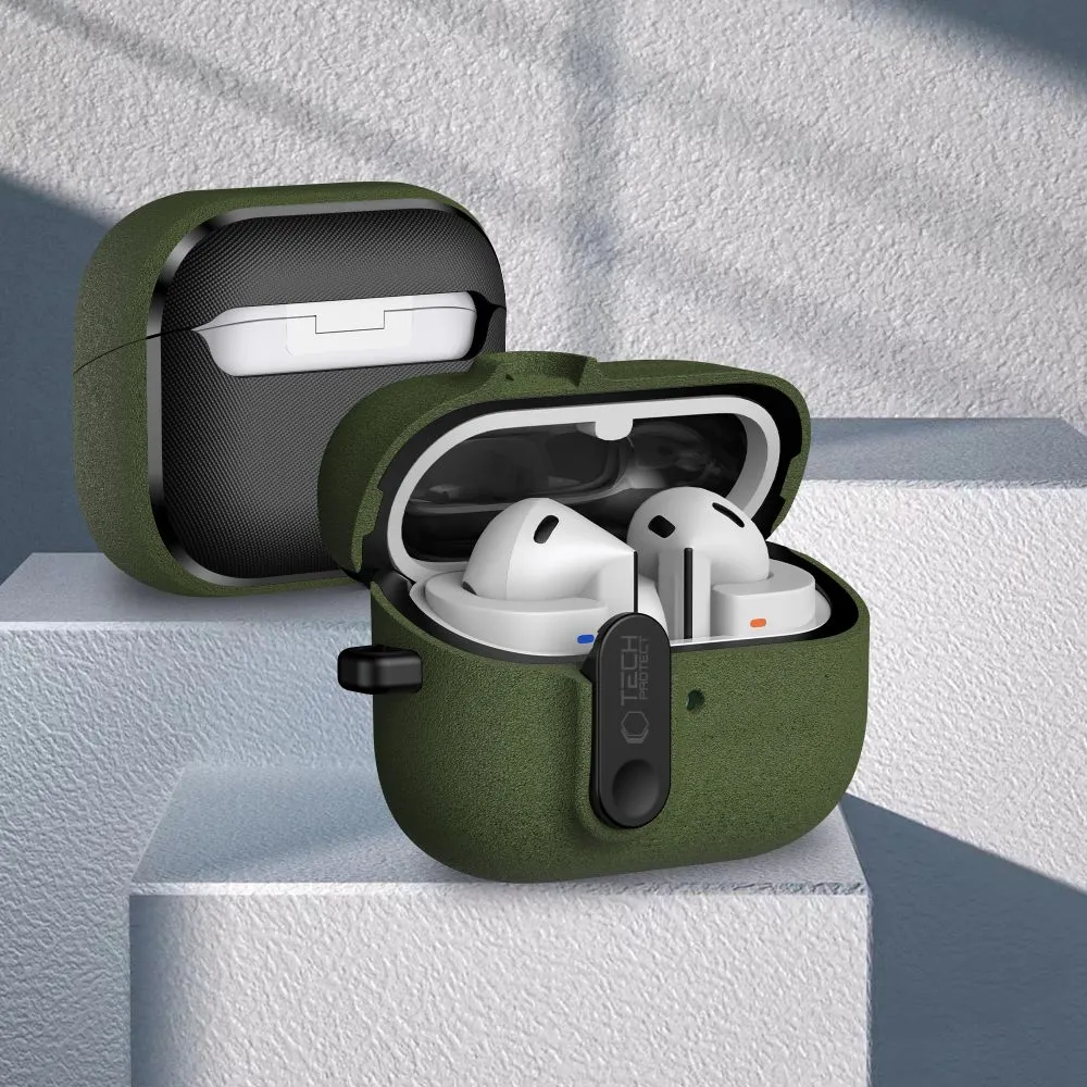 Samsung Galaxy Buds 3 / Pro Aizsargvāciņi un maciņi zaļš TECH-PROTECT SLIM HOOK FE