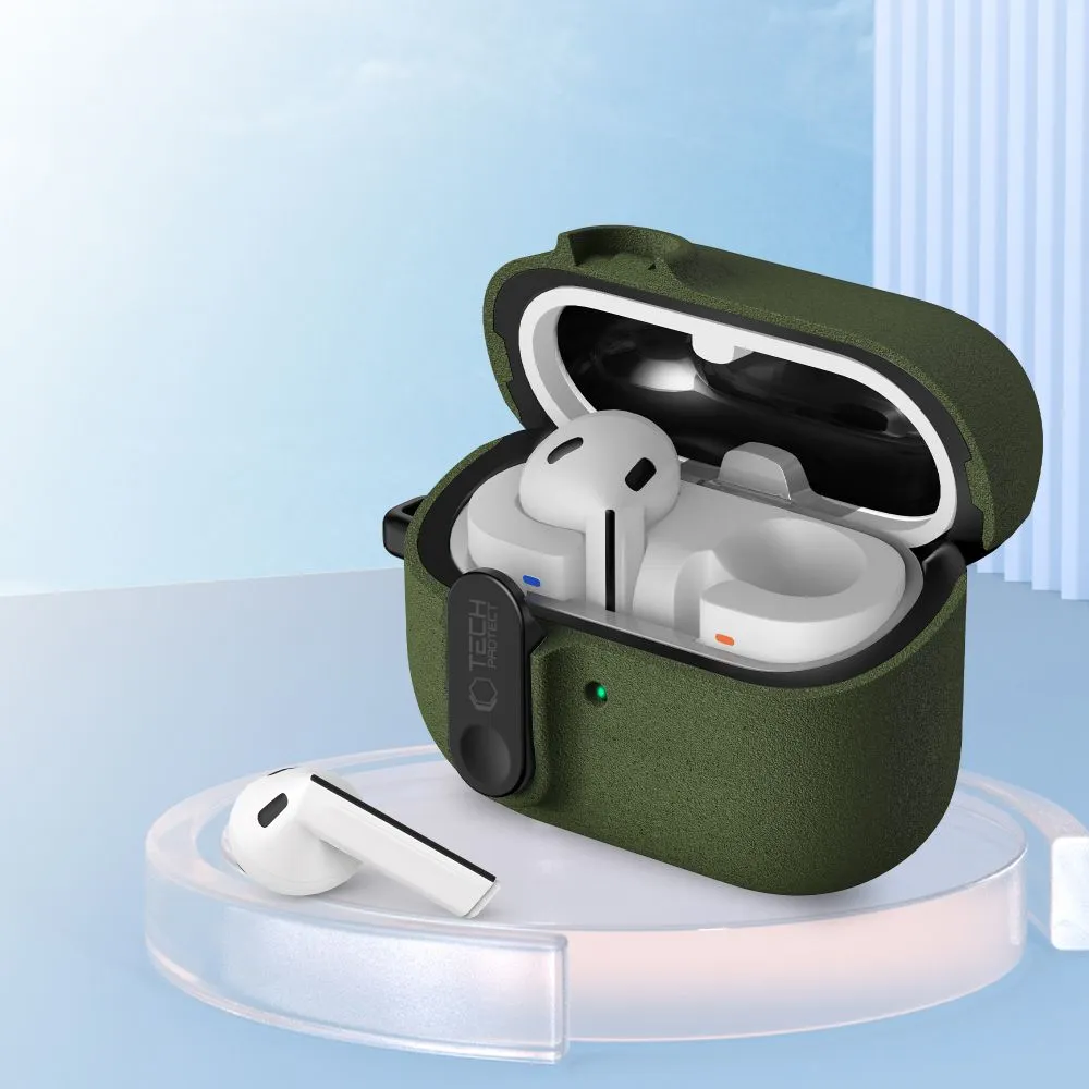 Samsung Galaxy Buds 3 / Pro Aizsargvāciņi un maciņi zaļš TECH-PROTECT SLIM HOOK FE