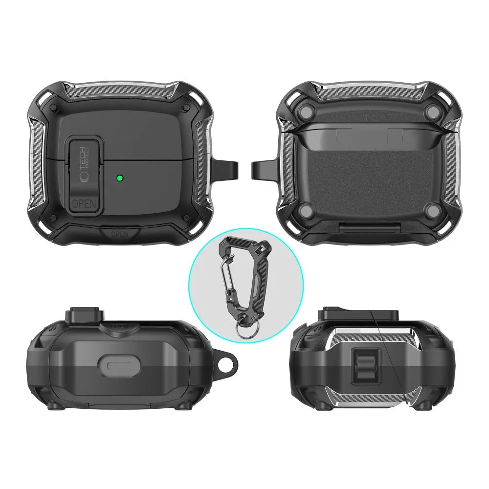 Samsung Galaxy Buds 3 / Pro Aizsargvāciņi un maciņi melns TECH-PROTECT CARBONOX MAGSAFE FE