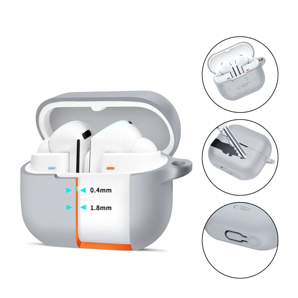Samsung Galaxy Buds 3 / Pro Aizsargvāciņi un maciņi pelēks TECH-PROTECT SILICONE HOOK