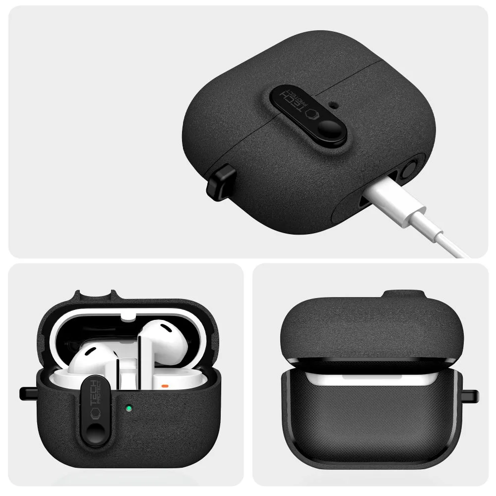 Samsung Galaxy Buds 3 / Pro Aizsargvāciņi un maciņi melns TECH-PROTECT SLIM HOOK FE