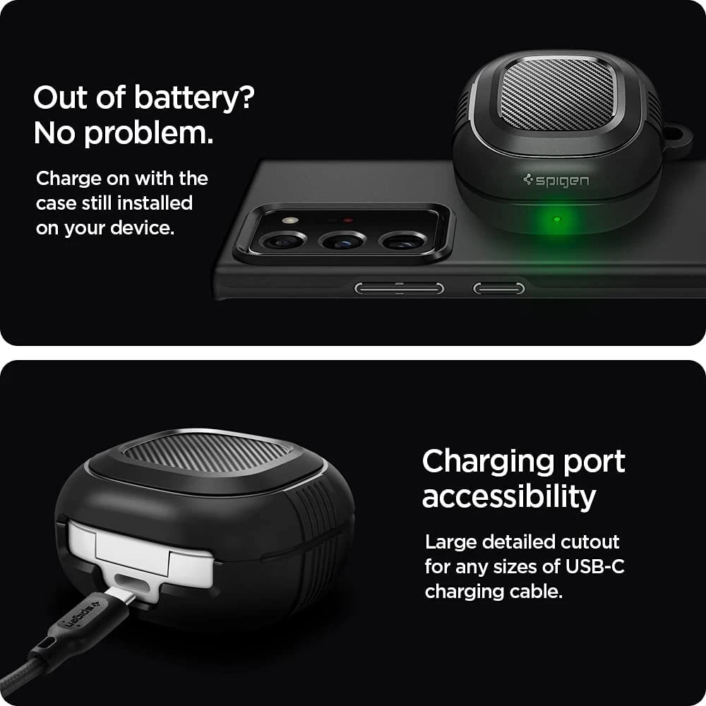 Samsung Galaxy Buds 2 Pro / Live Aizsargvāciņi un maciņi melns SPIGEN Rugged Armor