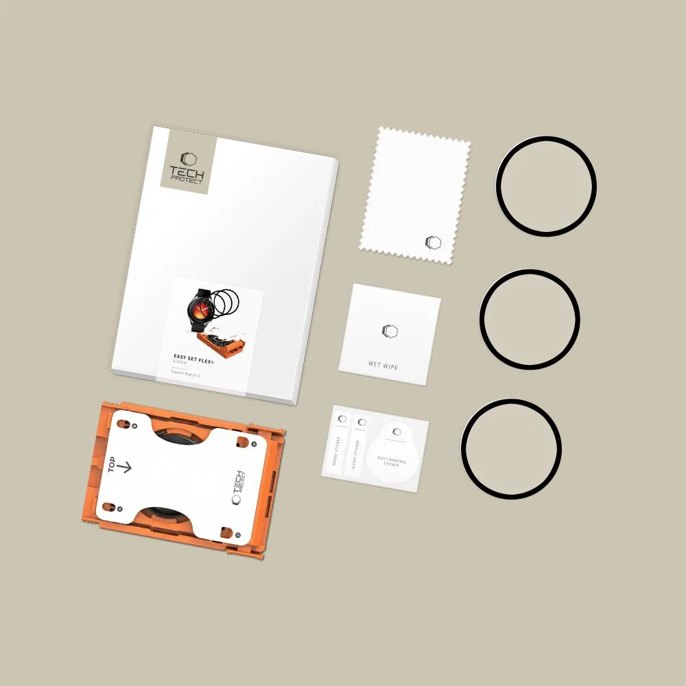 Xiaomi Watch 5 viedpulksteņa aizsargstikls  TECH-PROTECT EASY SET FLEX+ 3-PACK