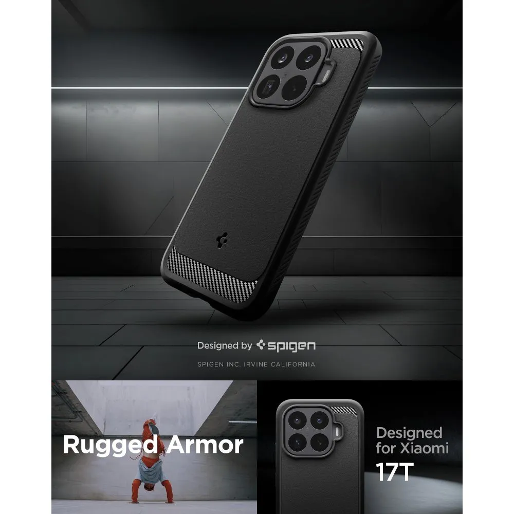 Xiaomi 17T Telefona vāciņš melns SPIGEN RUGGED ARMOR