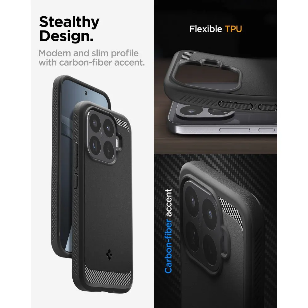 Xiaomi 17T Telefona vāciņš melns SPIGEN RUGGED ARMOR
