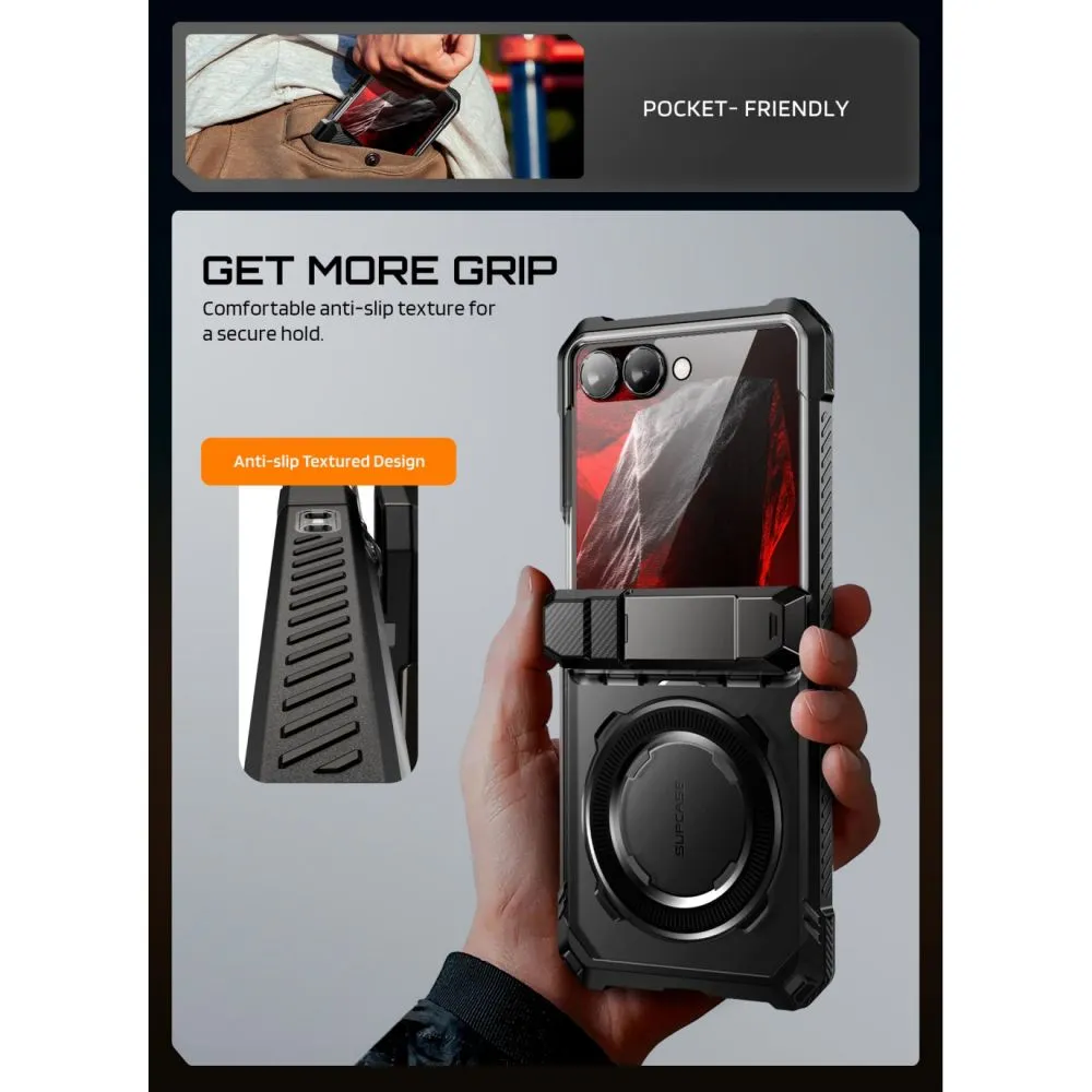 Samsung Galaxy Z Flip 8 Telefoni kaaned must SUPCASE UB GRIP MAG MAGSAFE