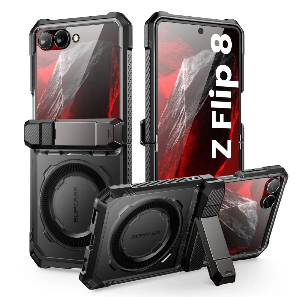 Samsung Galaxy Z Flip 8 Telefoni kaaned must SUPCASE UB GRIP MAG MAGSAFE