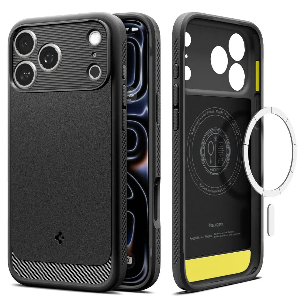 Apple iPhone 18 Pro Telefona vāciņš melns SPIGEN RUGGED ARMOR MAGSAFE