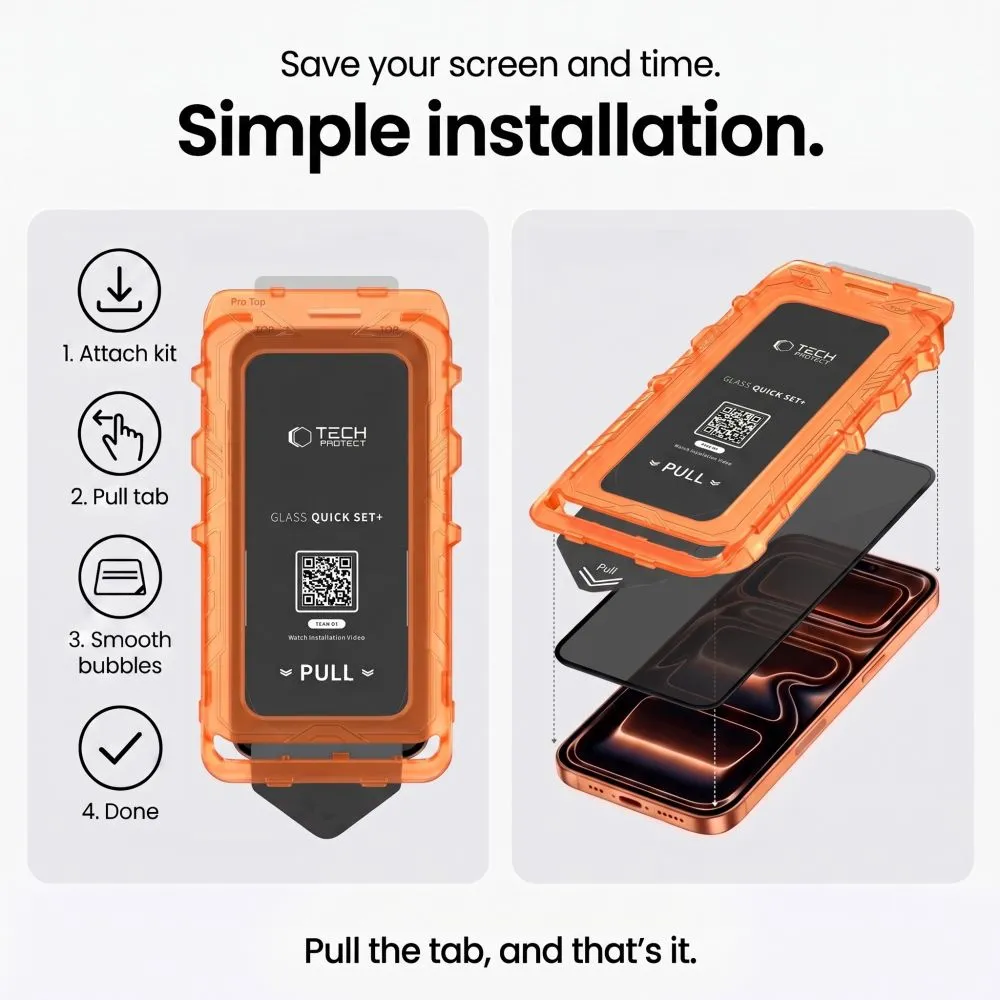 Apple iPhone 18 Pro Max Aizsargstikls TECH-PROTECT QUICK SET SPY+ PRIVACY 2-PACK