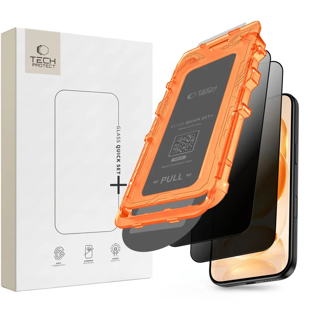 Apple iPhone 18 Pro Max Aizsargstikls TECH-PROTECT QUICK SET SPY+ PRIVACY 2-PACK