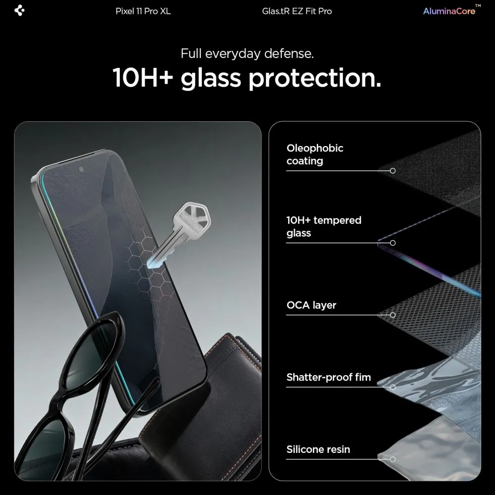 Google Pixel 11 Pro XL Aizsargstikls  SPIGEN GLAS.TR EZ FIT PRO AC 2-PACK