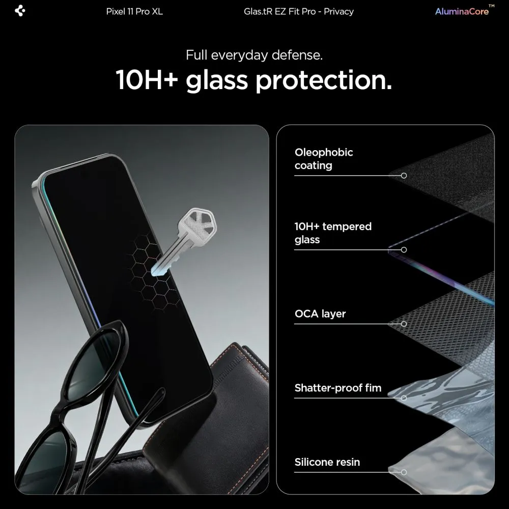 Google Pixel 11 Pro XL защитное стекло  SPIGEN GLAS.TR EZ FIT PRO AC PRIVACY 2-PACK 10