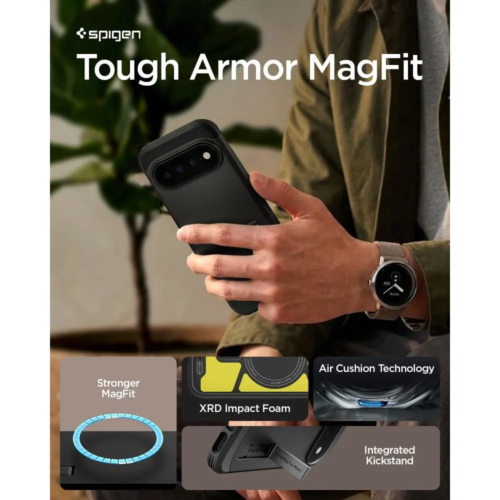 Google Pixel 11 Pro XL Telefona vāciņš melns SPIGEN TOUGH ARMOR MAG MAGSAFE