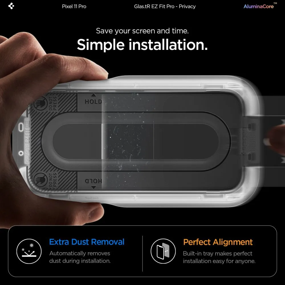 Google Pixel 11 Pro panssarilasi  SPIGEN GLAS.TR EZ FIT PRO AC PRIVACY 2-PACK