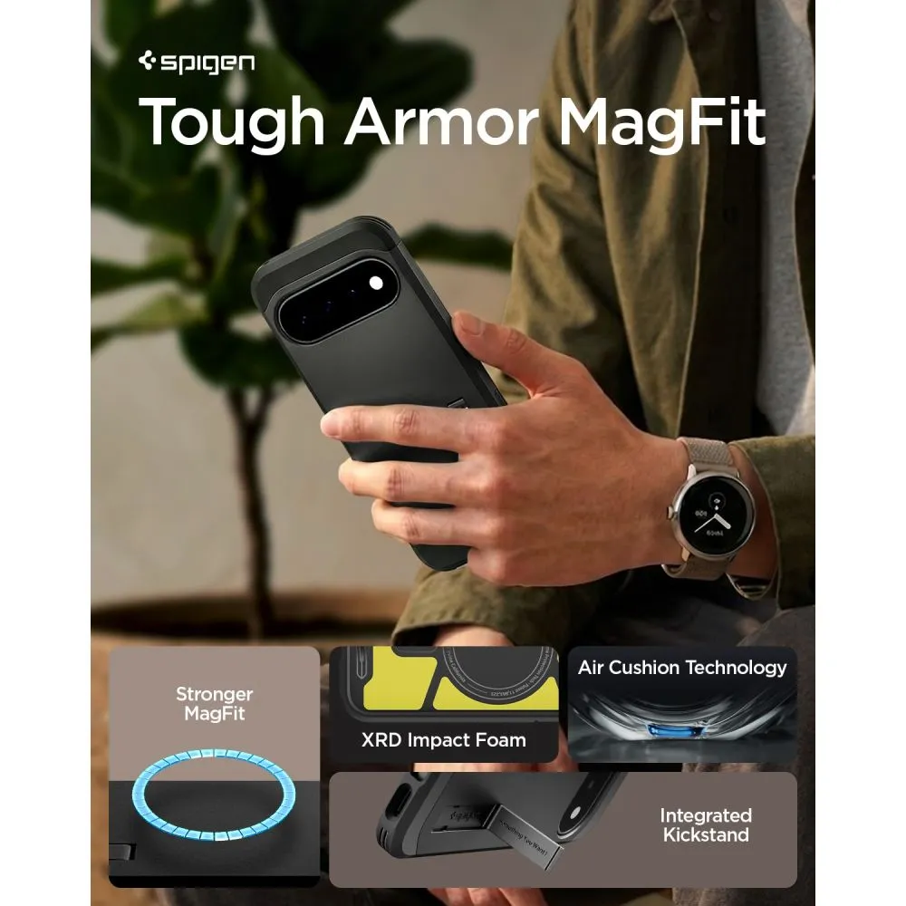 Google Pixel 11 skal svart SPIGEN TOUGH ARMOR MAG MAGSAFE