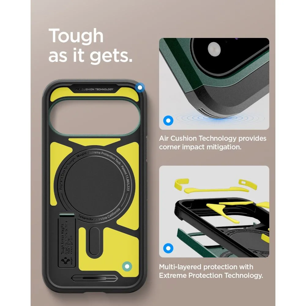 Google Pixel 11 skal grön SPIGEN TOUGH ARMOR MAG MAGSAFE