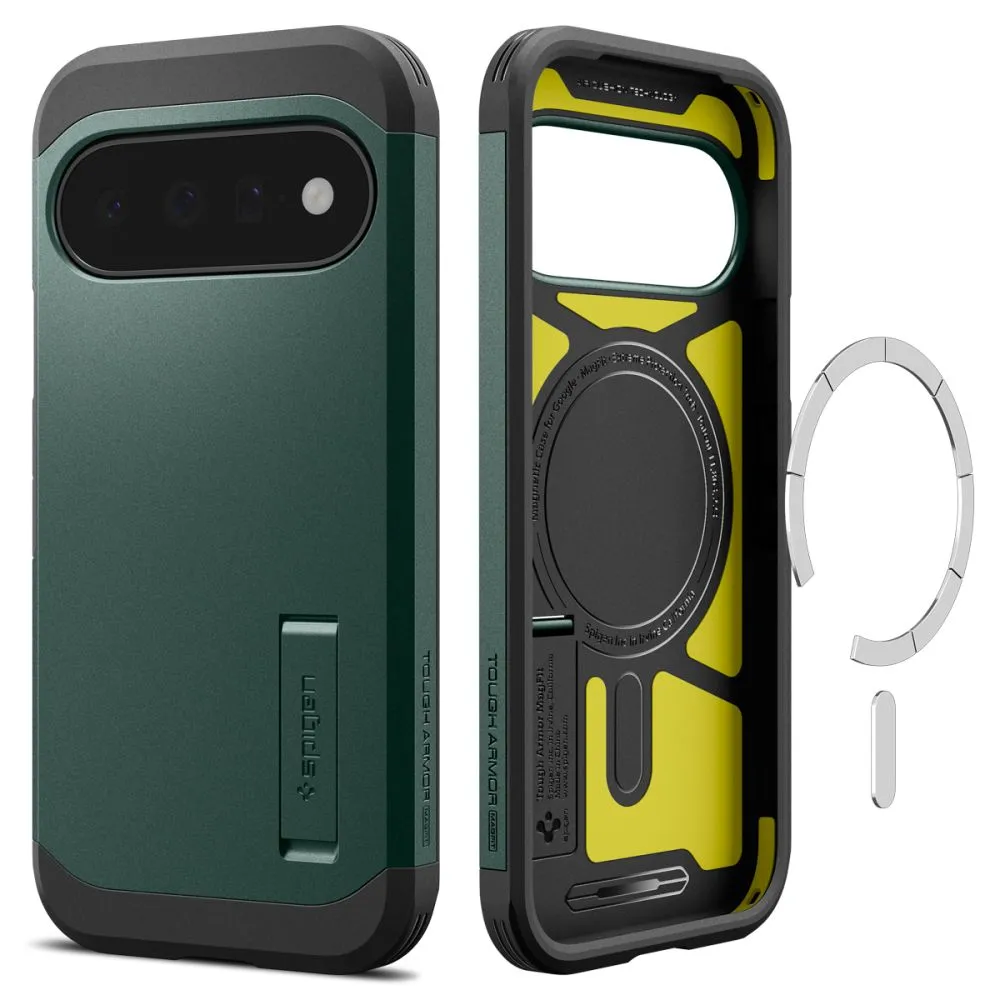 Google Pixel 11 skal grön SPIGEN TOUGH ARMOR MAG MAGSAFE