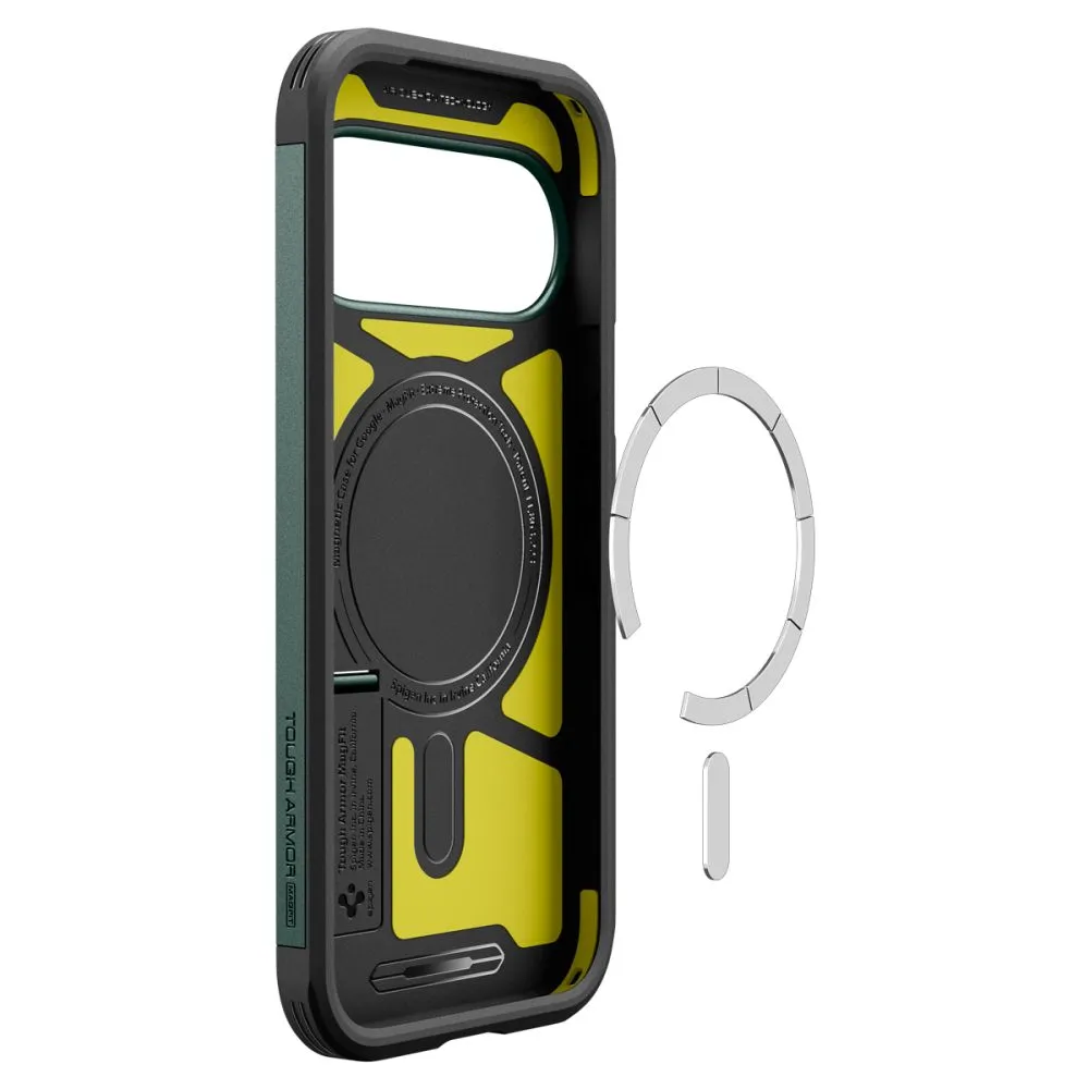 Google Pixel 11 skal grön SPIGEN TOUGH ARMOR MAG MAGSAFE