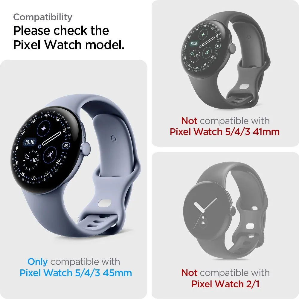 Google Pixel Watch 5 skärmskydd  SPIGEN ELITE SHIELD ”EZ FIT” 2-PACK (45 MM)
