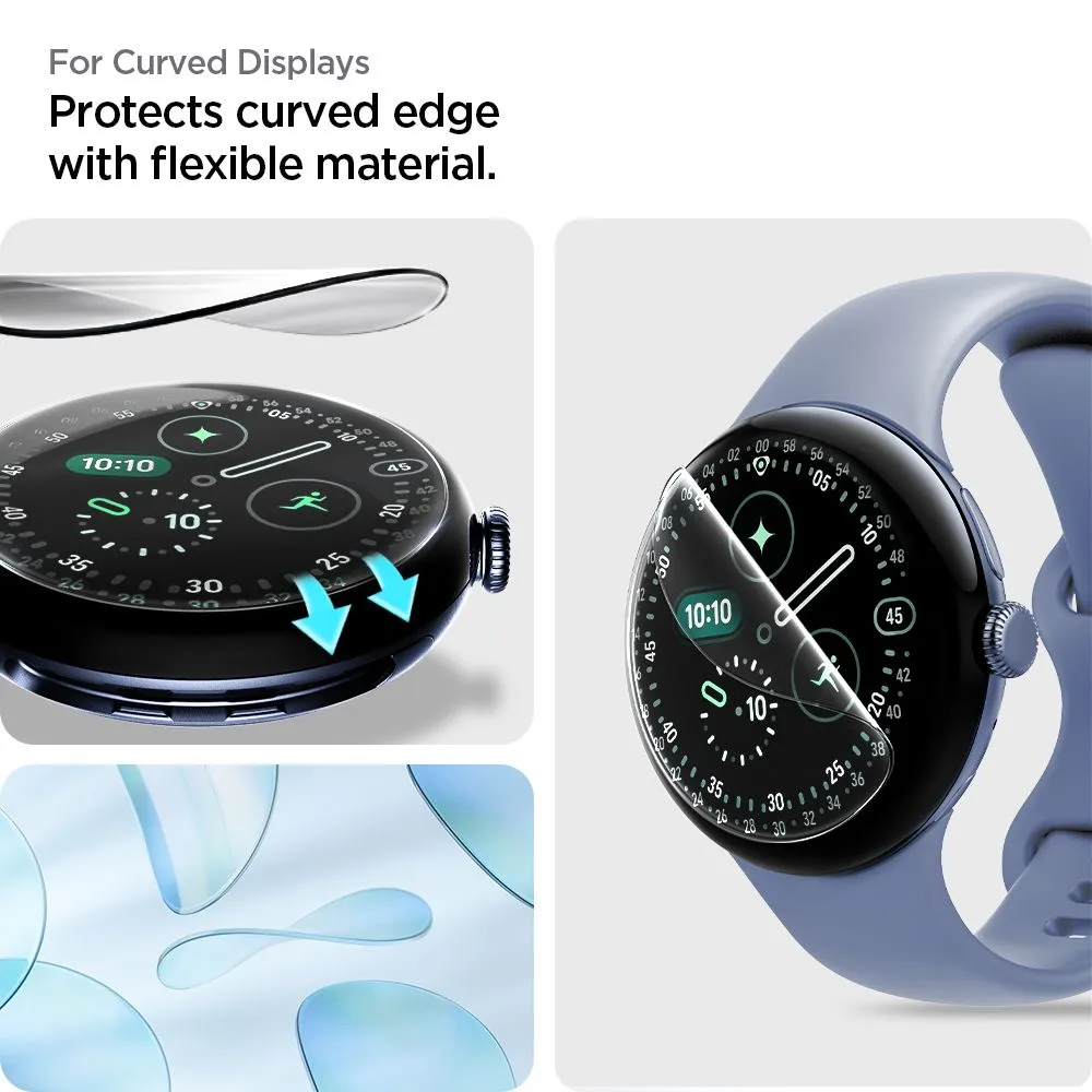 Google Pixel Watch 5 skärmskydd  SPIGEN ELITE SHIELD ”EZ FIT” 2-PACK (45 MM)