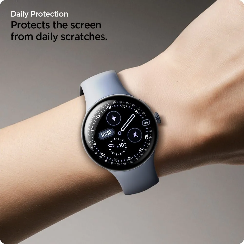 Google Pixel Watch 5 skärmskydd  SPIGEN ELITE SHIELD ”EZ FIT” 2-PACK (45 MM)